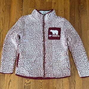 Avalon Maroon and White Sherpa Jacket Up North
